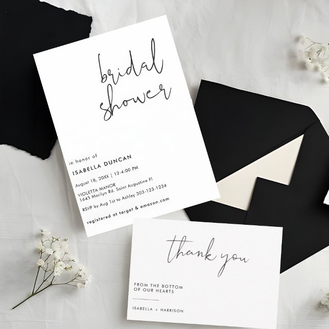 Stylish retro black & white Bridal shower  Invitation (Creator Uploaded)