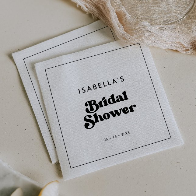 Stylish retro black & white Bridal Shower Napkin (Creator Uploaded)