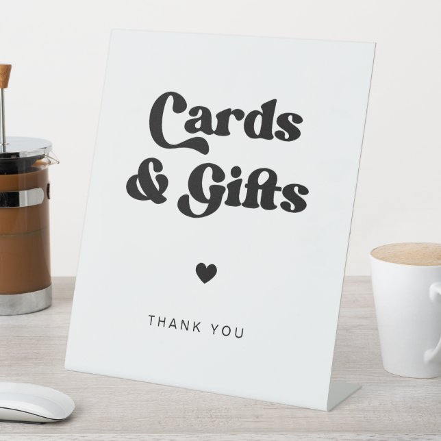 Stylish retro black & white Cards & Gifts sign (In SItu)