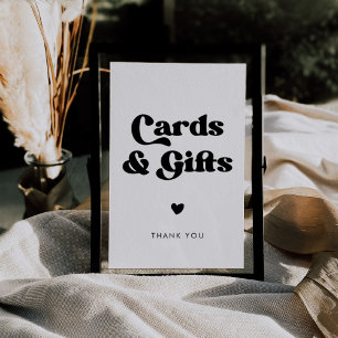 Stylish retro black & white Cards & Gifts sign