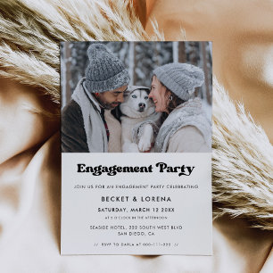 Stylish retro black & white Engagement party Invitation