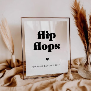 Stylish retro black & white Flip Flops sign