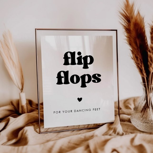 Stylish retro black & white Flip Flops sign (Creator Uploaded)
