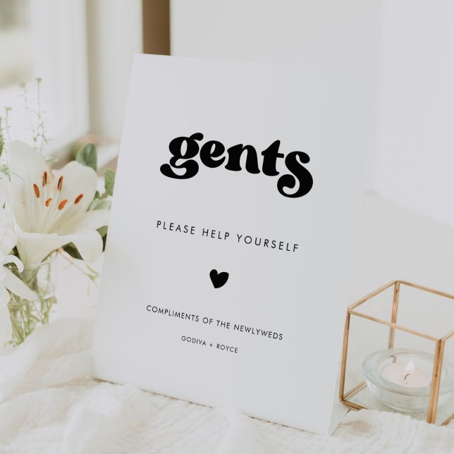 Stylish Retro Black & White Gentlemen Bathroom Pedestal Sign (Creator Uploaded)