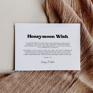 Stylish retro black & white Honeymoon wish Enclosure Card