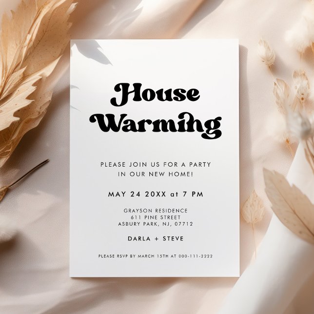 Stylish retro black & white Housewarming party Invitation (Creator Uploaded)