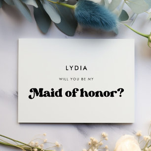 Stylish retro black & white Maid of honour card