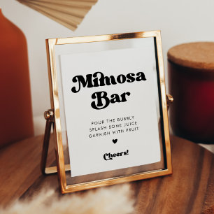 Stylish retro black & white Mimosa bar sign