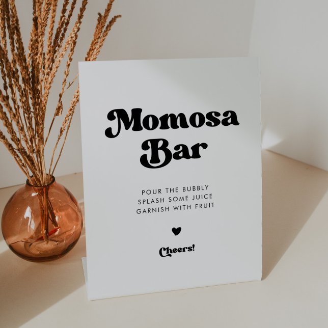 Stylish retro black & white Momosa bar Pedestal Sign (Creator Uploaded)