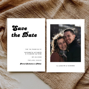 Stylish Retro Black & White Photo Wedding Save The Date