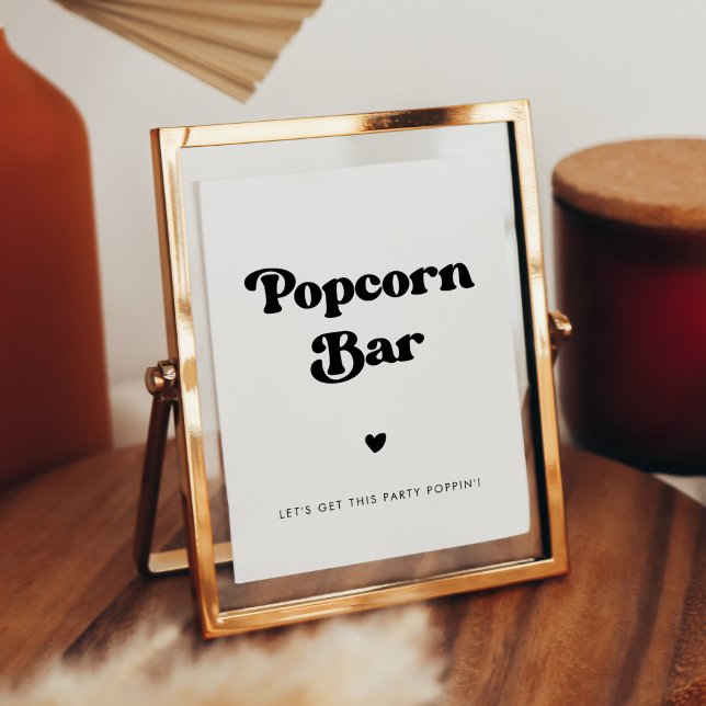Stylish retro black & white Popcorn bar sign (Creator Uploaded)