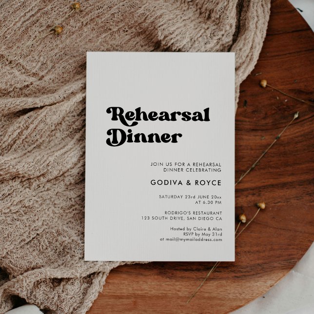 Stylish retro black & white Rehearsal dinner Invitation (Creator Uploaded)