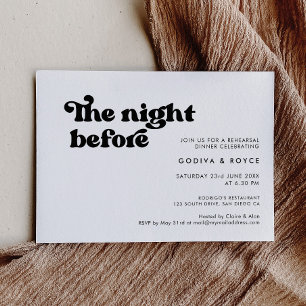 Stylish retro black & white The night before Invitation