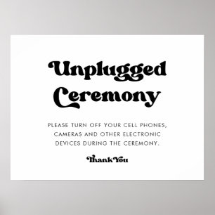 Stylish retro black & white Unplugged ceremony  Poster