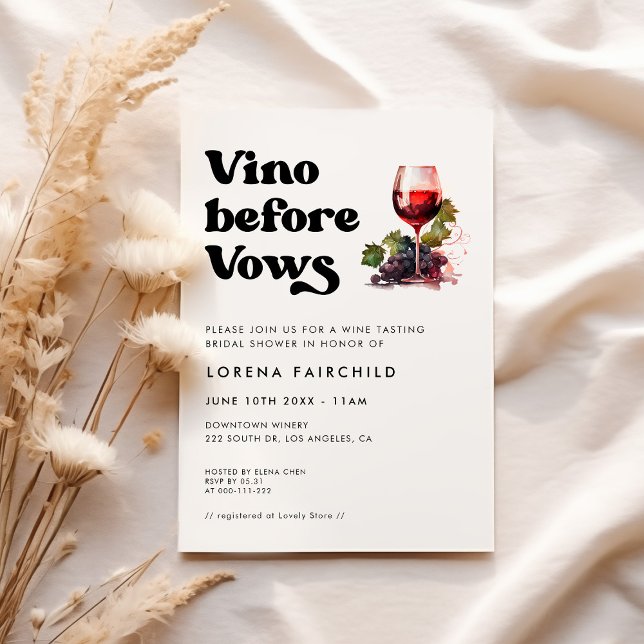Stylish retro black & white Vino before vows Invitation (Creator Uploaded)