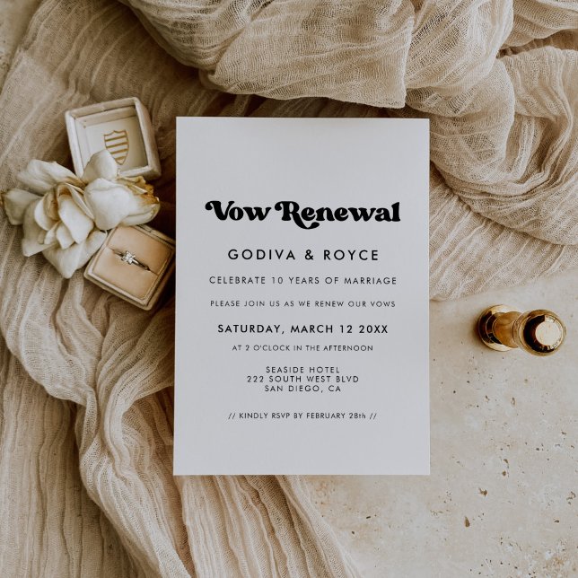Stylish retro black & white Vow renewal Invitation (Creator Uploaded)