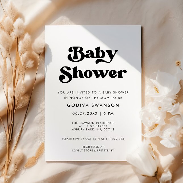 Stylish retro black & white wedding Baby Shower Invitation (Creator Uploaded)