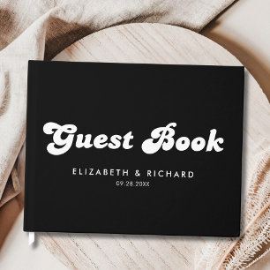 Stylish Retro Black & White Wedding Guest Book