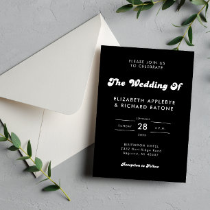 Stylish Retro Black & White Wedding Invitation