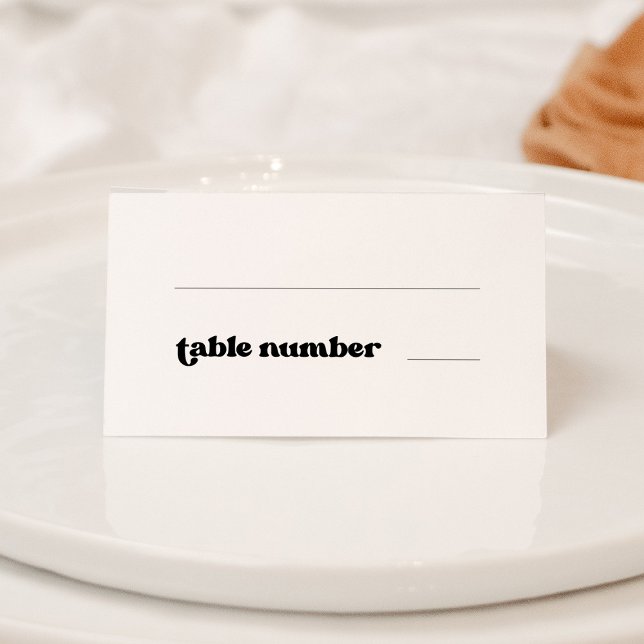 Stylish retro black & white wedding place card (Creator Uploaded)