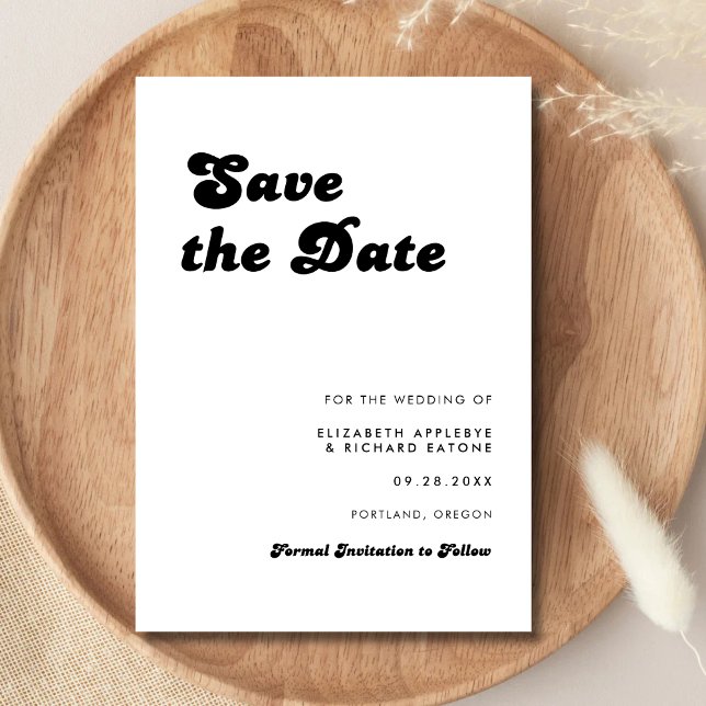 Stylish Retro Black & White Wedding Save The Date (Creator Uploaded)