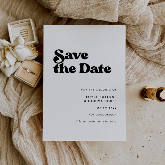 Stylish retro black & white wedding save the date (Creator Uploaded)
