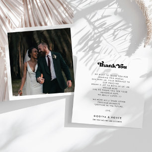 Stylish retro black & white wedding square thank you card
