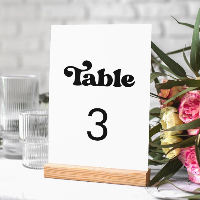 Stylish retro black & white wedding table number (Creator Uploaded)