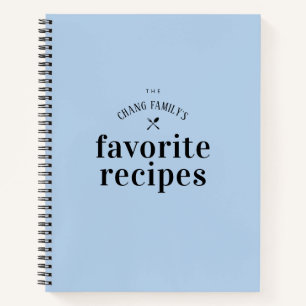 Stylish Retro Blue Personalised Blank Recipe Book