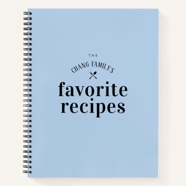 Stylish Retro Blue Personalised Blank Recipe Book (Front)