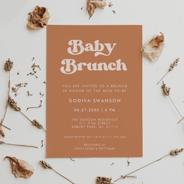 Stylish retro Brown sugar Baby Brunch Invitation (Creator Uploaded)