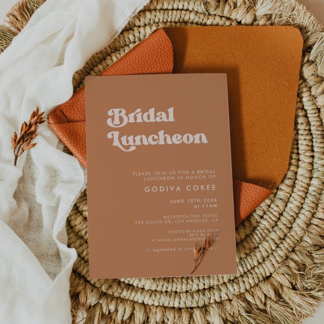 Stylish retro brown sugar Bridal luncheon Invitation (Creator Uploaded)