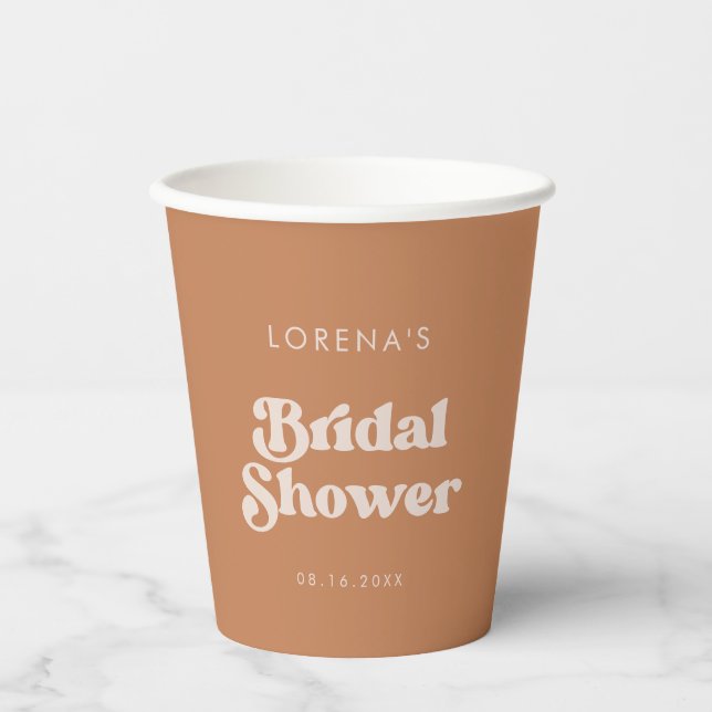 Stylish retro Brown sugar Bridal Shower Paper Cups (Front)