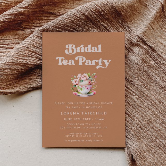 Stylish retro Brown sugar Bridal Tea Invitation (Creator Uploaded)