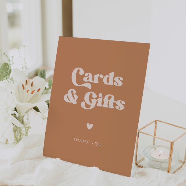 Stylish retro Brown sugar Cards & Gifts wedding Pedestal Sign (Creator Uploaded)