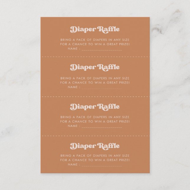 Stylish retro Brown sugar Diaper Raffle game card (Front)