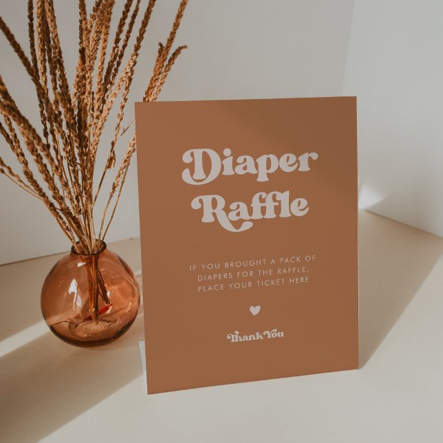 Stylish retro Brown sugar Diaper Raffle Pedestal Sign (Creator Uploaded)
