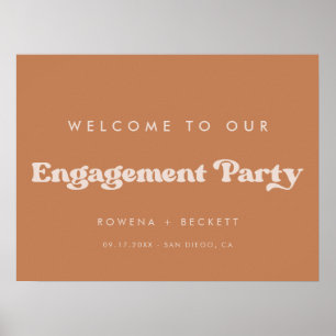 Stylish retro Brown sugar Engagement party welcome Poster