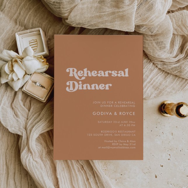 Stylish retro brown sugar Rehearsal dinner Invitation (Creator Uploaded)