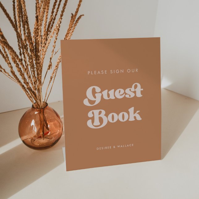 Stylish retro Brown sugar Sign our Guestbook (Creator Uploaded)