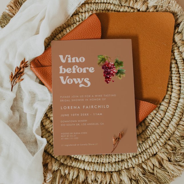 Stylish retro Brown sugar Vino before vows Invitation (Creator Uploaded)