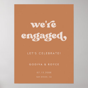 Stylish retro Brown sugar We are engaged Poster