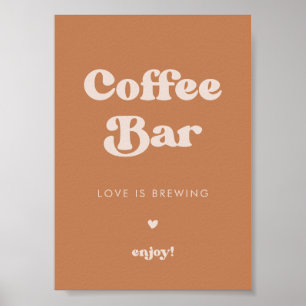 Stylish retro Brown sugar Wedding Coffee Bar sign