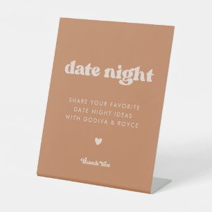 Stylish retro Brown sugar Wedding Date night ideas Pedestal Sign