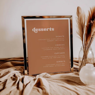 Stylish retro Brown sugar Wedding Dessert Bar sign