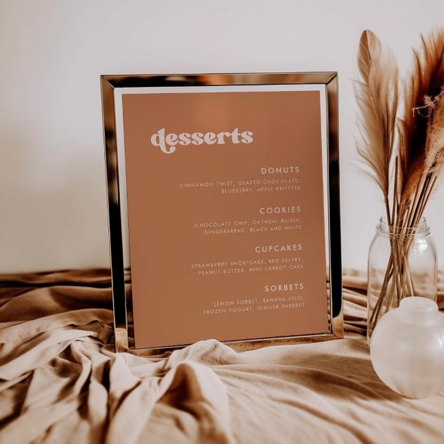 Stylish retro Brown sugar Wedding Dessert Bar sign (Creator Uploaded)