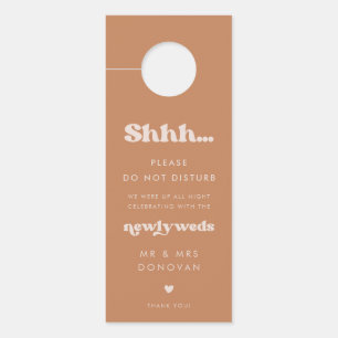 Stylish retro Brown sugar Wedding Do not disturb Door Hanger