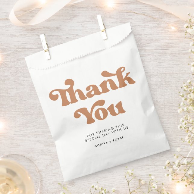 Stylish retro Brown sugar Wedding Favour Bag (Clipped)