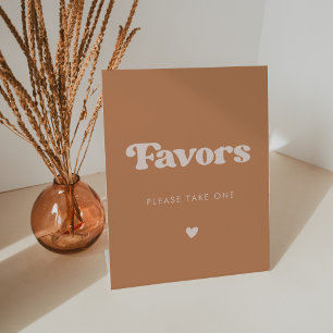 Stylish retro Brown sugar Wedding Favours Pedestal Sign