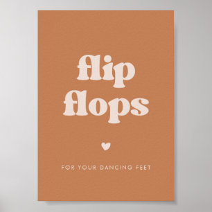 Stylish retro Brown sugar Wedding Flip Flops sign